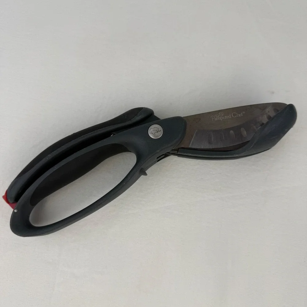 Pampered Chef Salad Chopper Black Titanium Coated Double Blade Shears 2582